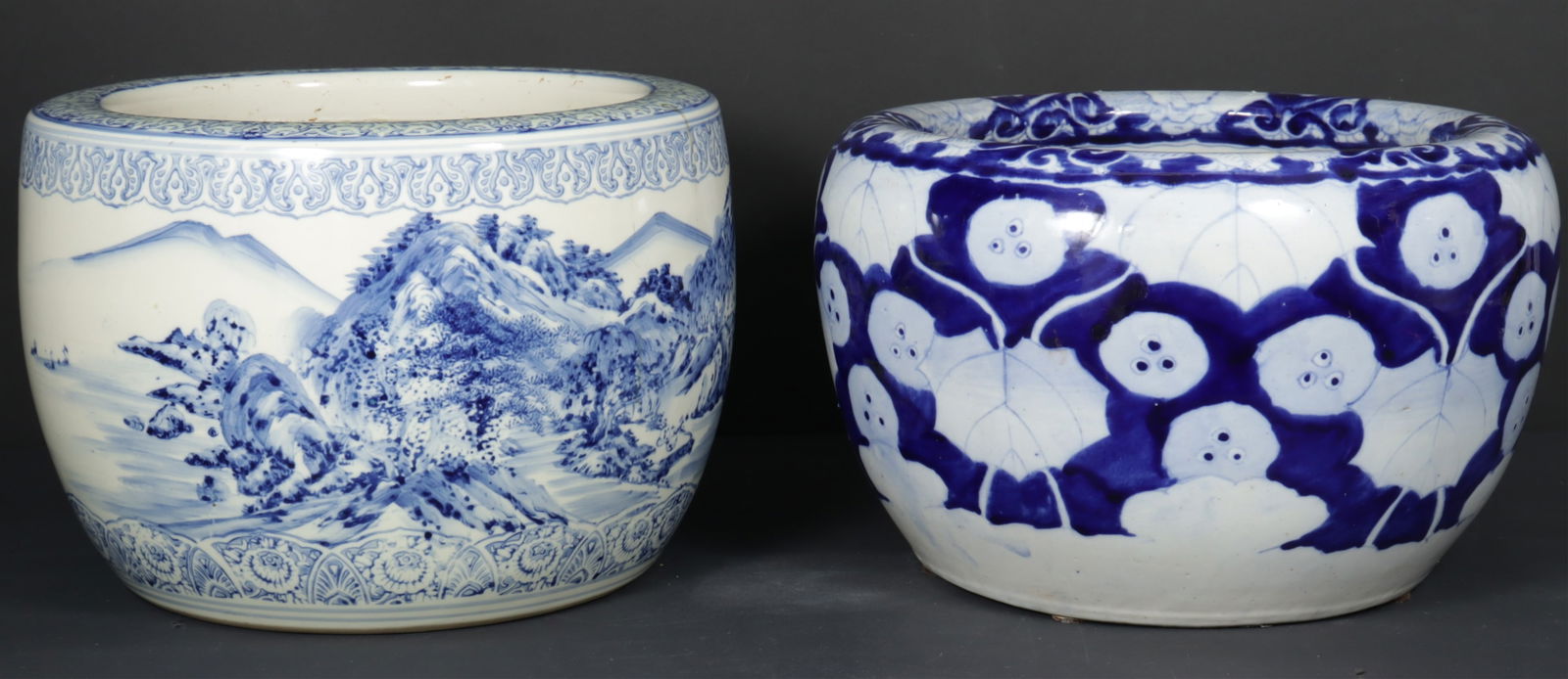 Two Japanese Blue & White Pottery Jardiniere (1 of 8)