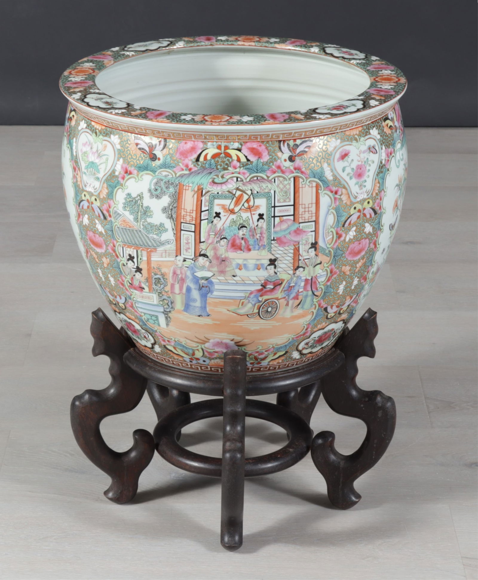 Asian Famille Rose Porcelain Jardiniere on Stand (1 of 5)