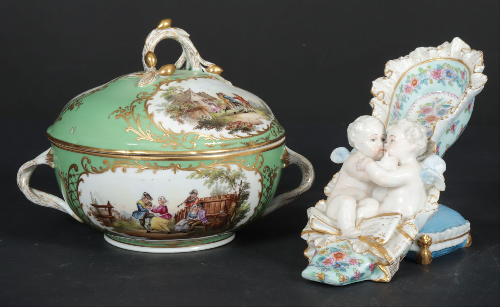 Porcelain Shoes & Bowl - Meissen, Royal Vienna (1 of 7)