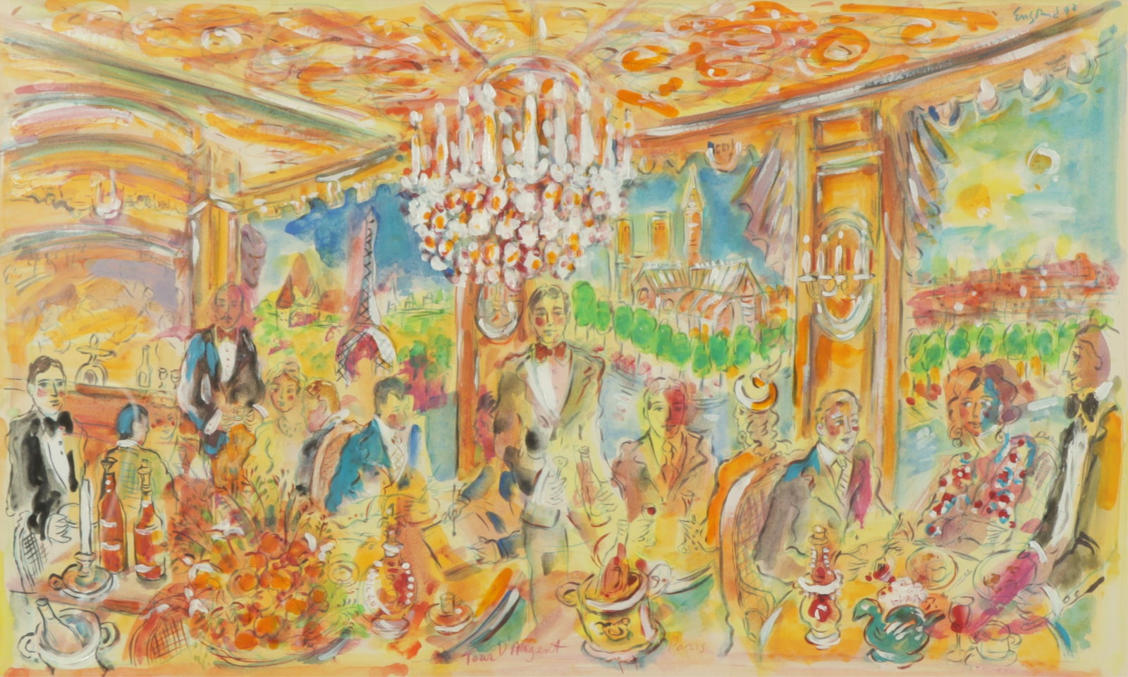 Wayne Ensrud - Tour D'Angent, Paris: Wayne Ensrud (American, 1934-2024) Tour D'Angent, Paris. W/C on paper. Signed upper right. Dated 92. Dimensions: Frame 23.5" H x 34.5" W Sight 16" H x 26.5" W Property from a Fairfield Connecticut