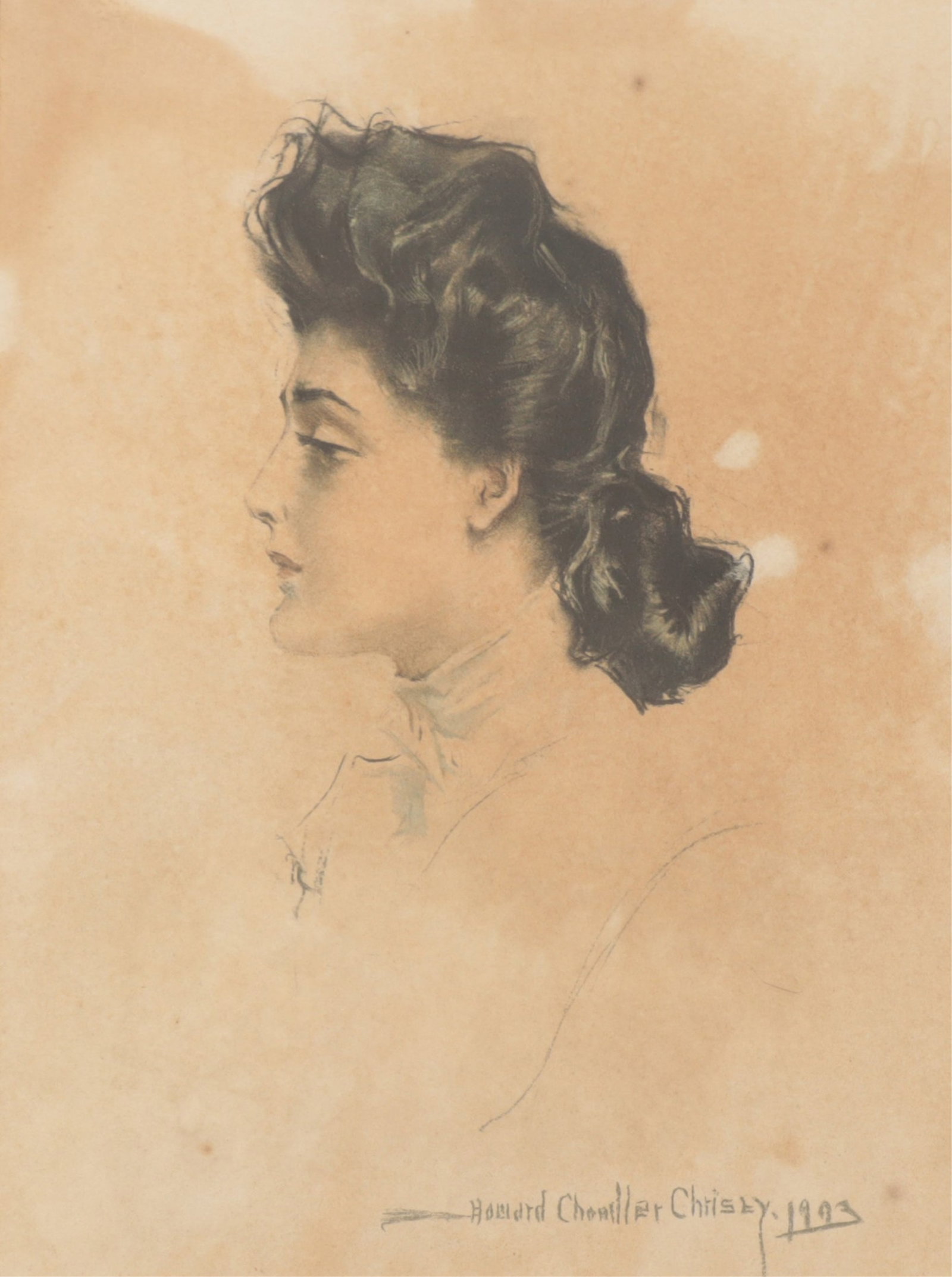 After Howard Chandler Christy - Portrait of Woman: After Howard Chandler Christy (American, 1872-1952) Portrait of Woman, print, early 20th c. Dimensions: Framed 19.75" x 16" W