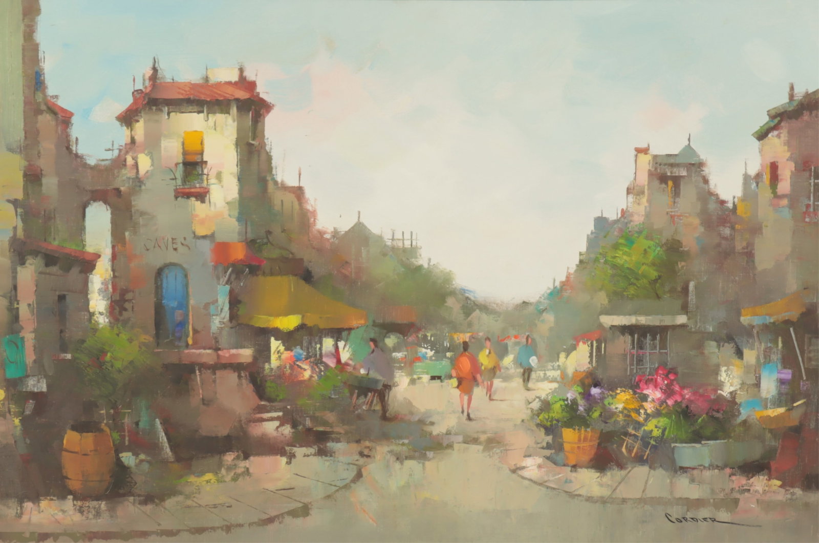 Jacques Cordier - French Street Scene, O/C: Jacques Cordier (French, 1937-1975), French Street Scene, oil on canvas, signed lower right. Dimensions: Framed 31" H x 41.25" W Property from a Mount Vernon, NY estate.