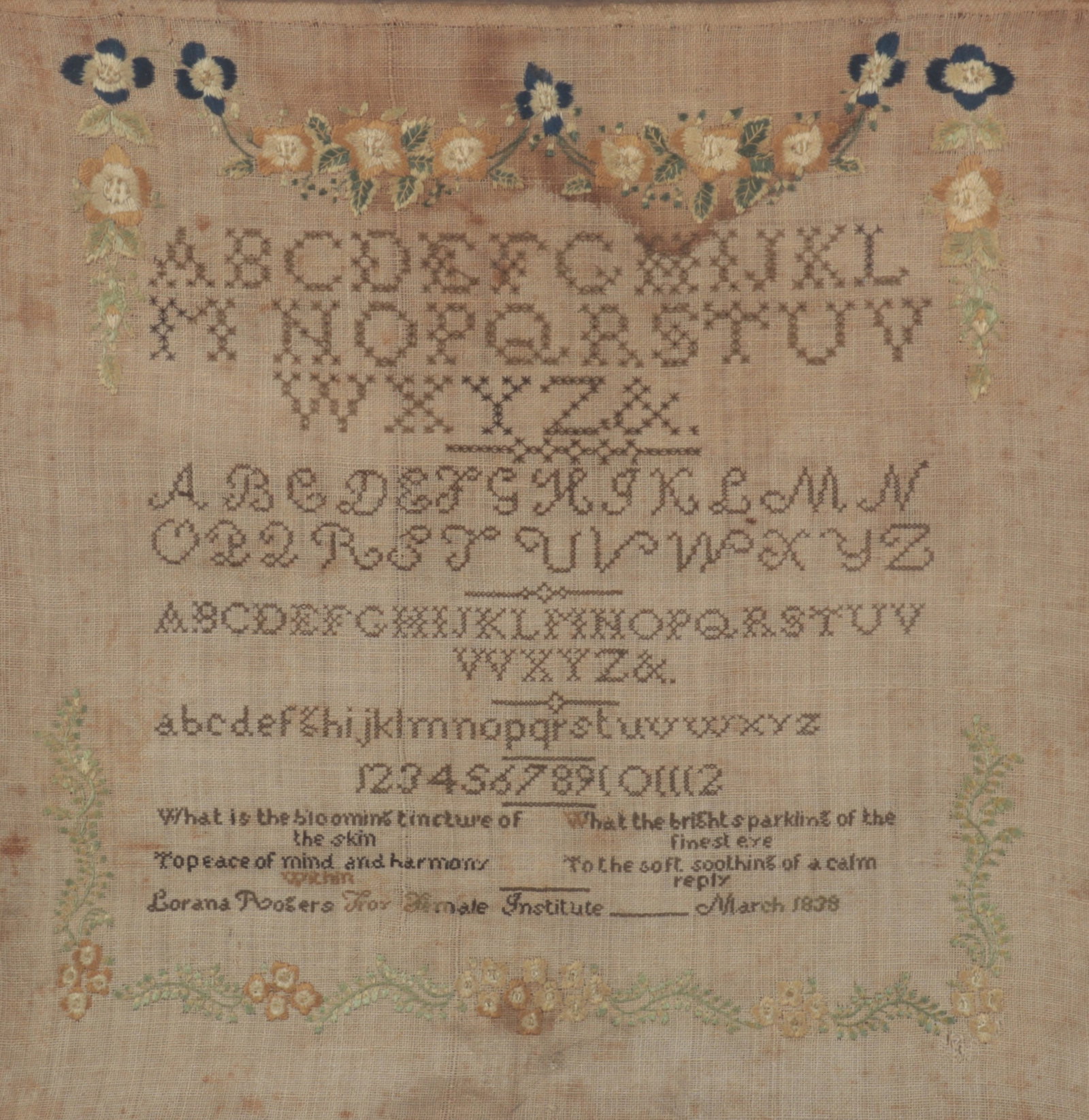 American Sampler, c 1838 (1 of 8)