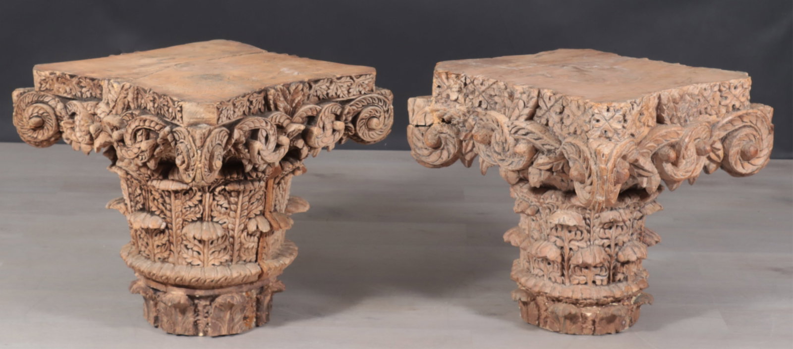 Classical Style Twin Corinthian Coffee Tables: Classical Style Twin Corinthian Capital Coffee Tables Dimensions: 24" H
