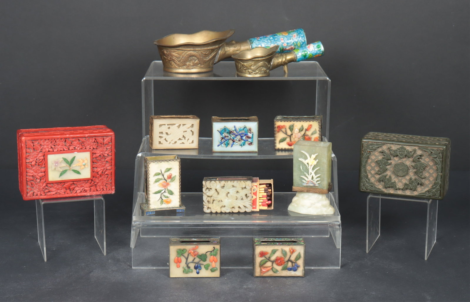 Chinese Cinnabar Hardstone & Enamel Table Items (1 of 11)