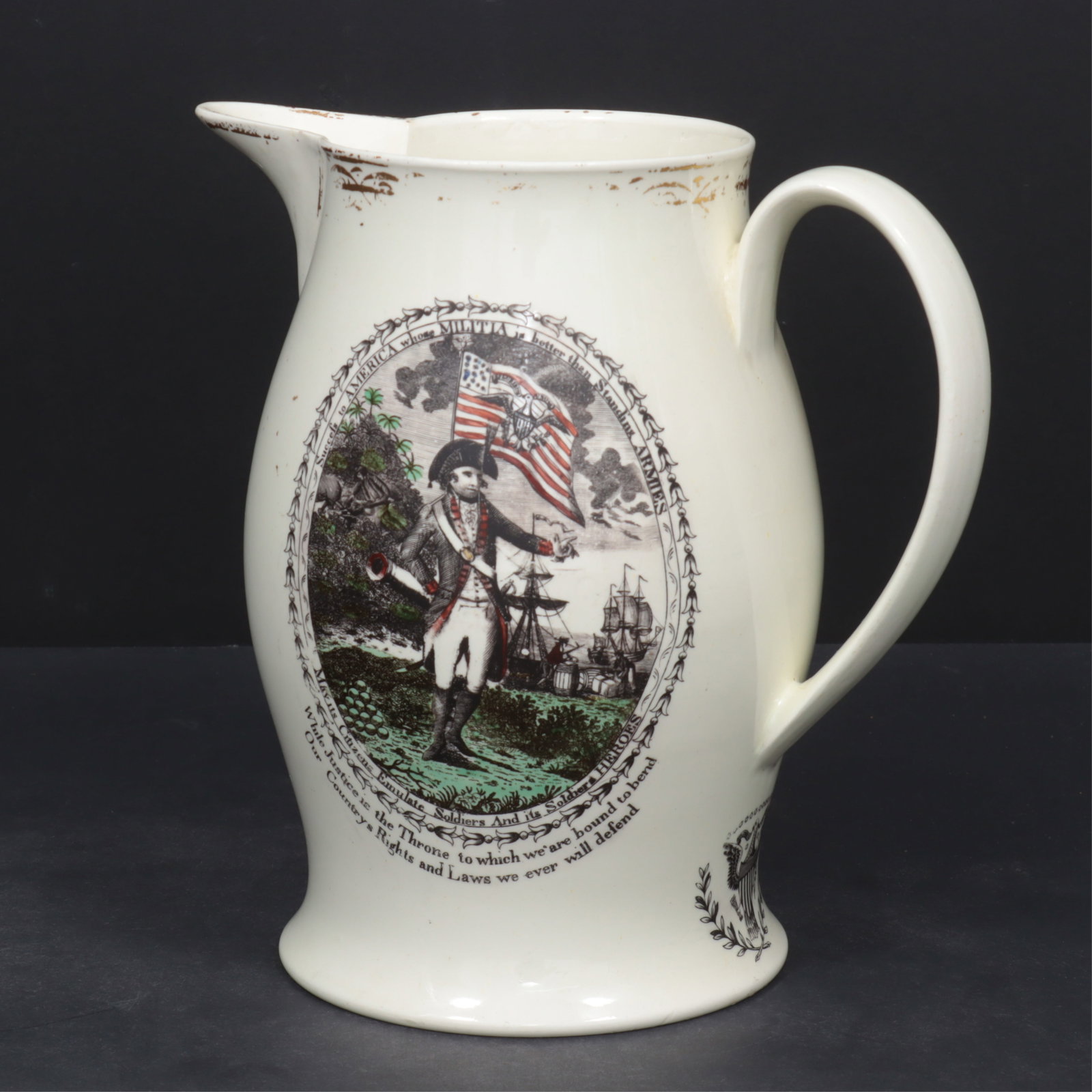 English Creamware Patriotic Pitcher, c.1800 (1 of 8)
