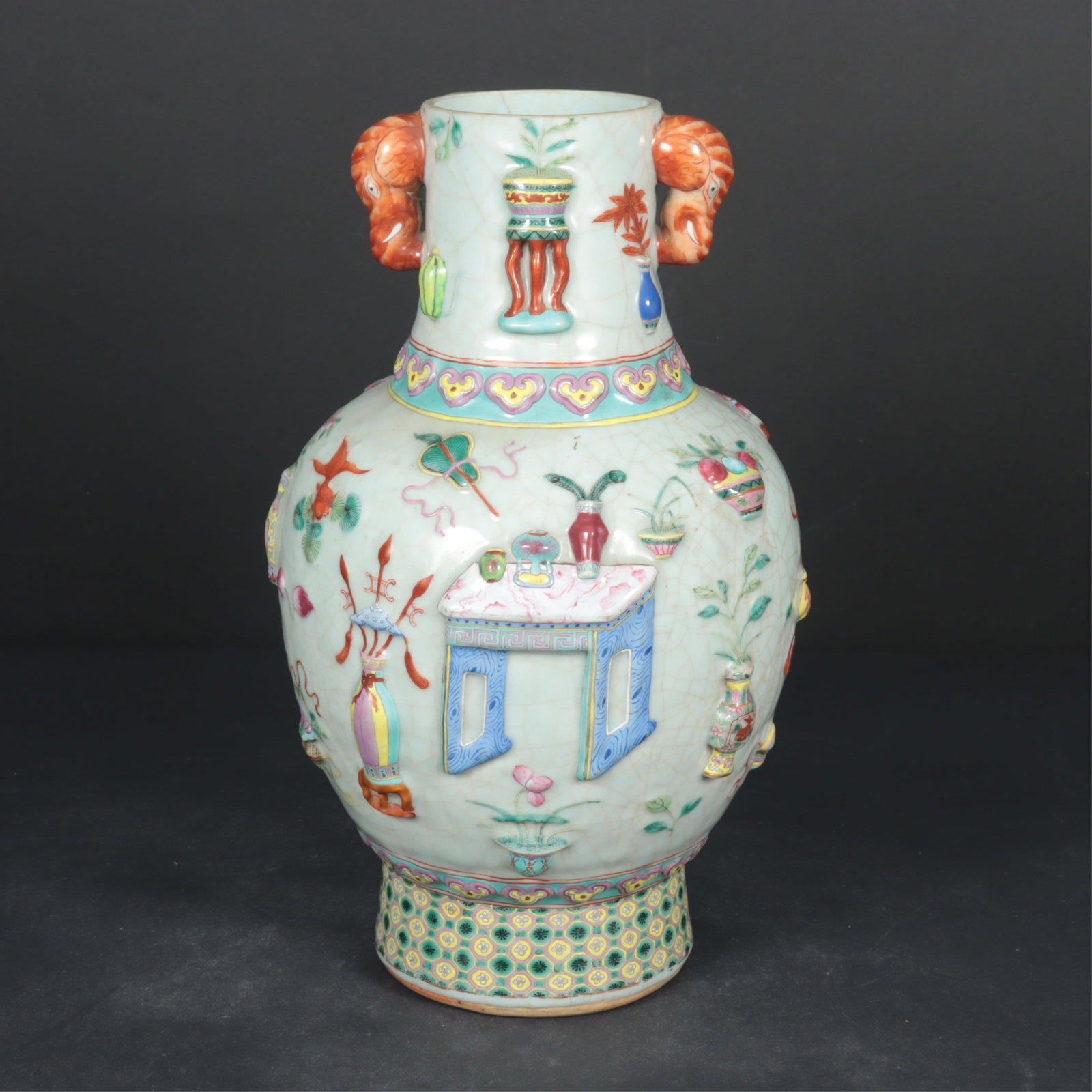 Chinese Raised Relief Porcelain Vase (1 of 8)
