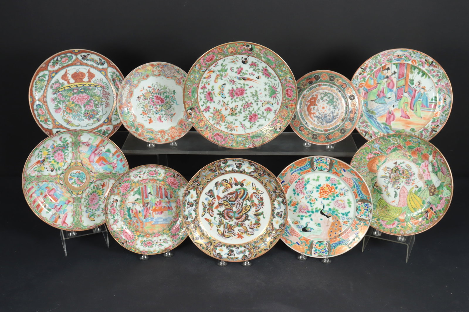 Chinese Export Porcelain Plates: 10 Chinese Export Porcelain Plates Dimensions: Largest 10.75" Dia. Property from a Mount Vernon, NY estate.