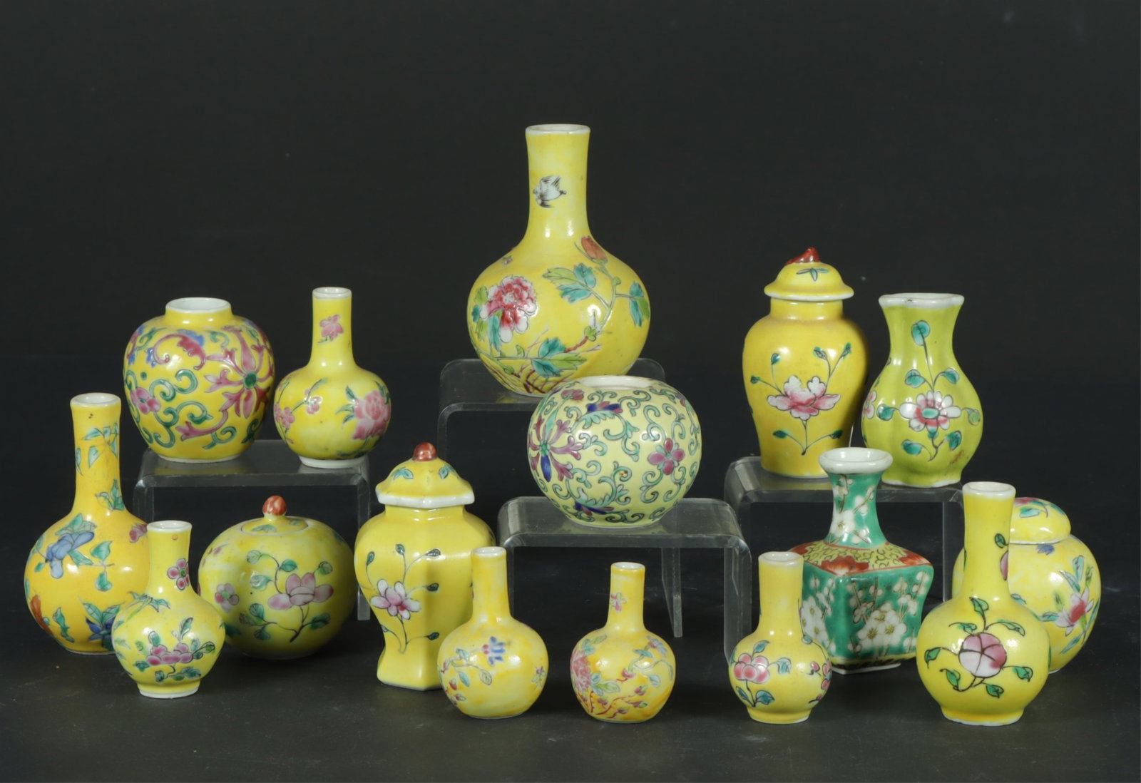 16 Chinese Miniature Yellow Vases & Jars (1 of 5)
