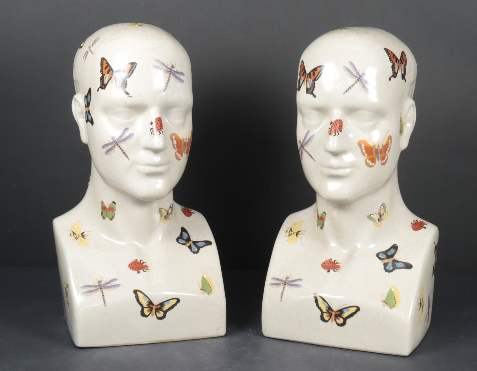 Pair Butterfly & Insect Phrenology Busts (1 of 8)