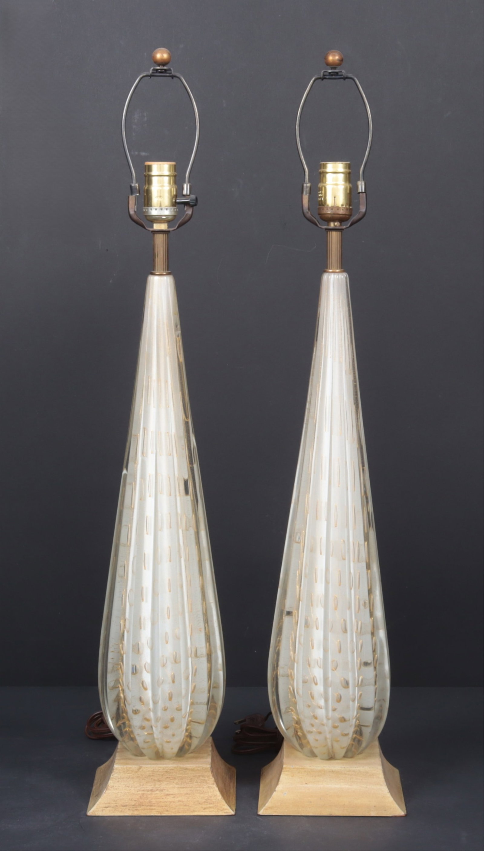 Pair of Murano Gilt Glass Lamps (1 of 6)