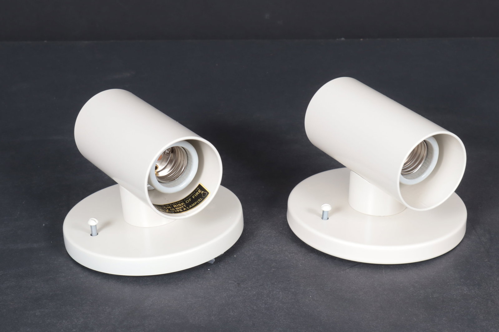 Pair Schoolhouse White Enameled Double Sconces (1 of 4)