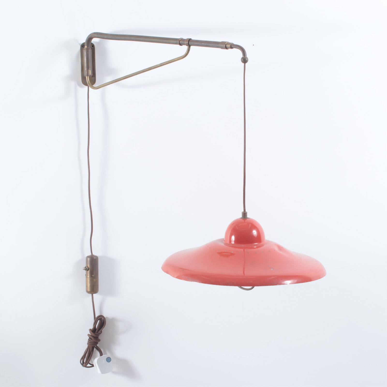 Stilnovo Brass & Red Enamel Wall Light (1 of 7)