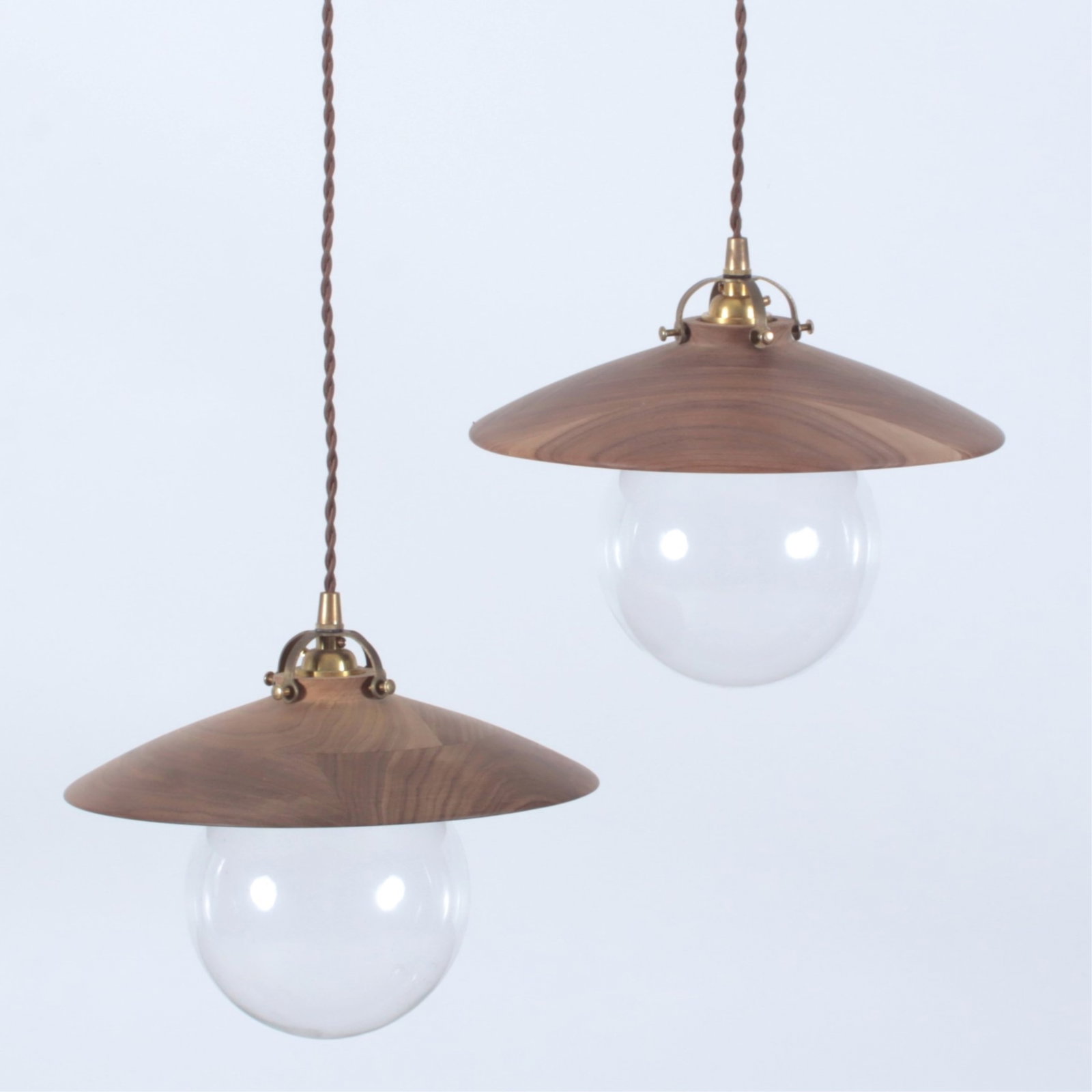 Pair Lostine Edmund Walnut Pendant Lamps (1 of 6)