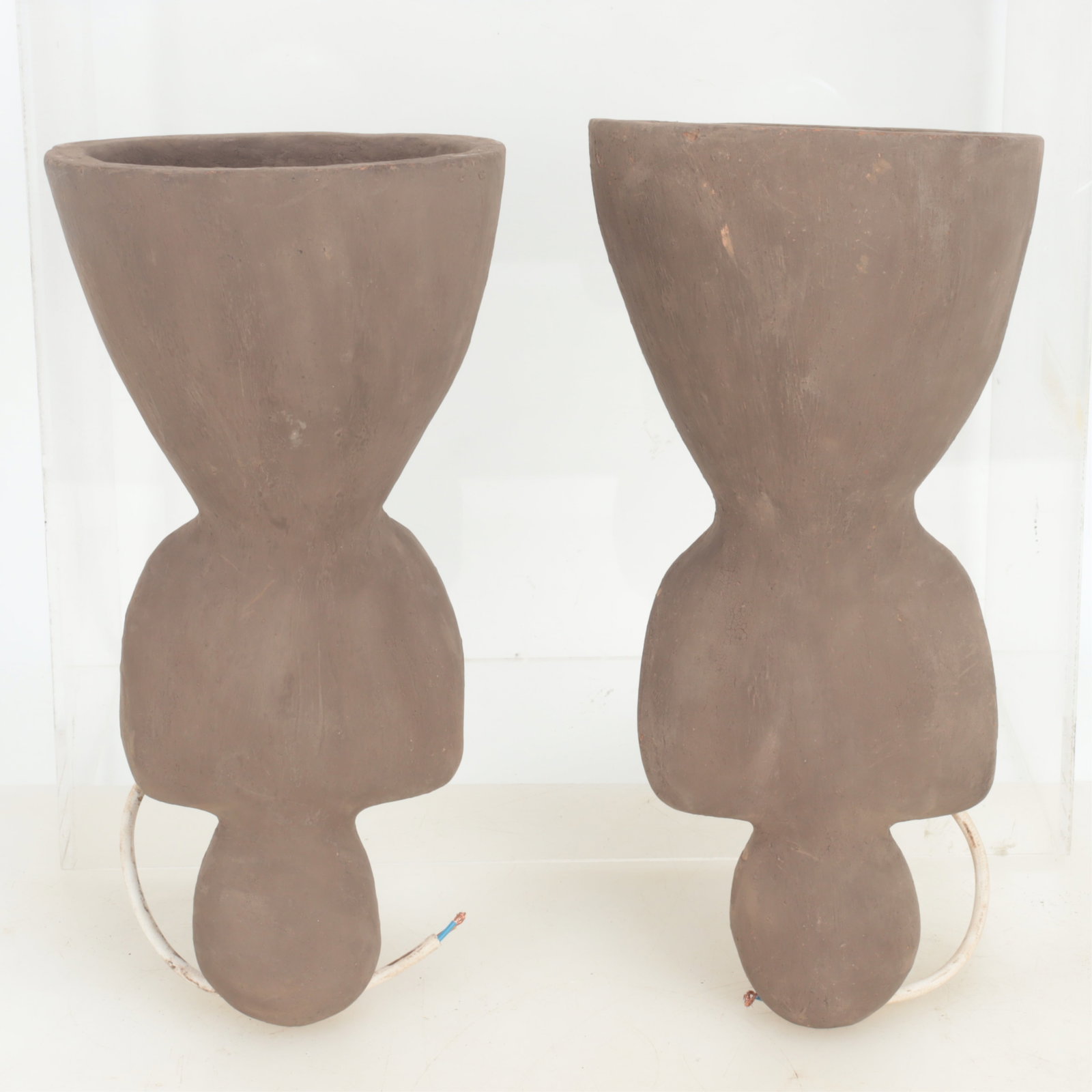 Pair Contemporary Brown Ceramic Wall Lights (1 of 4)