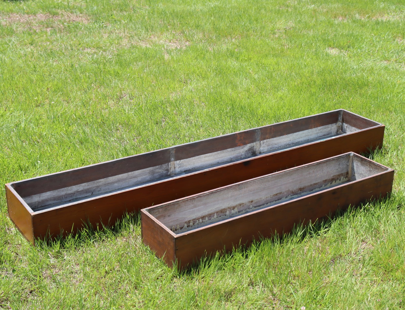 Two Copper Lined Pine Planters - 2