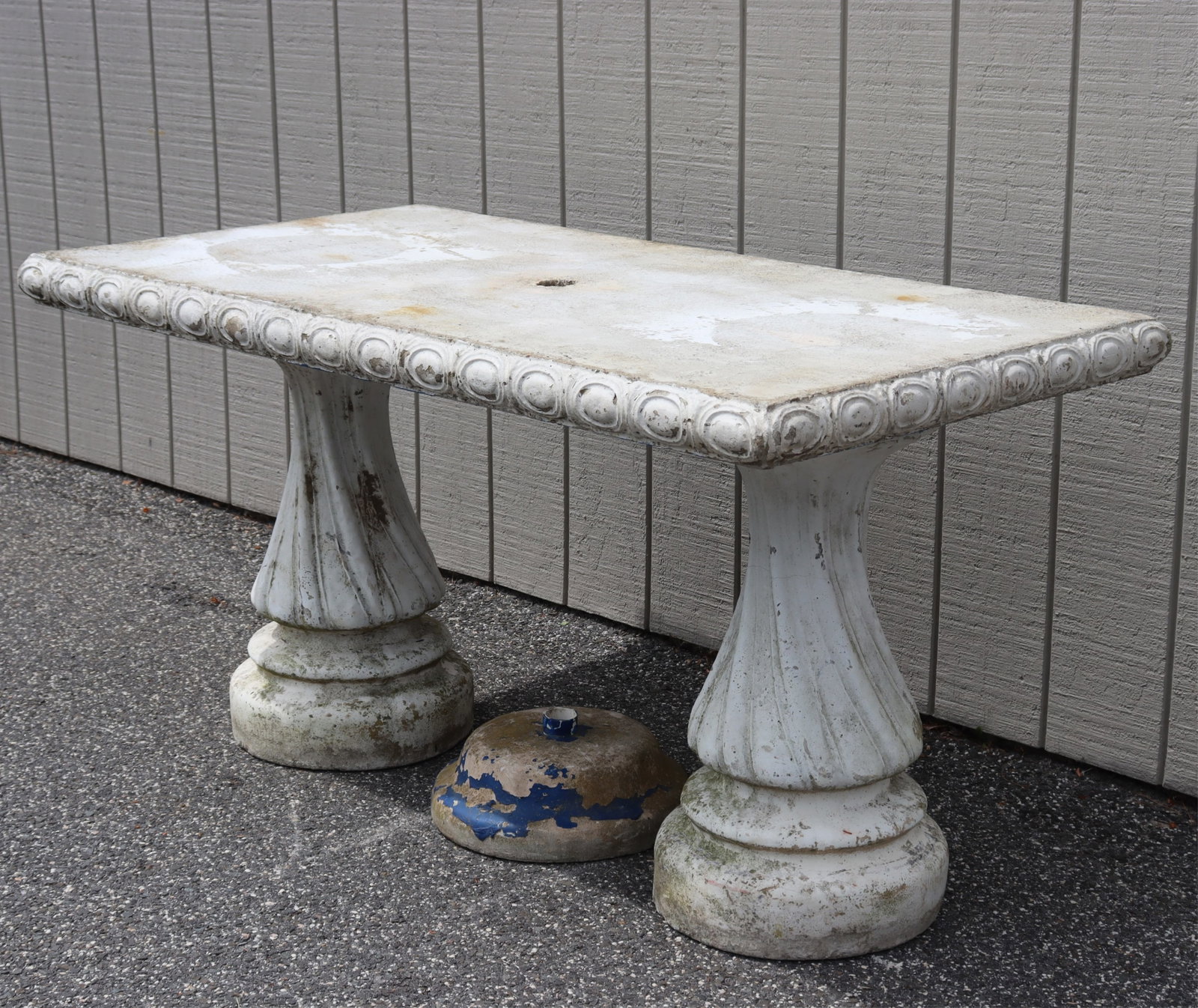 Classical Style White Painted Cast Cement Table - 2