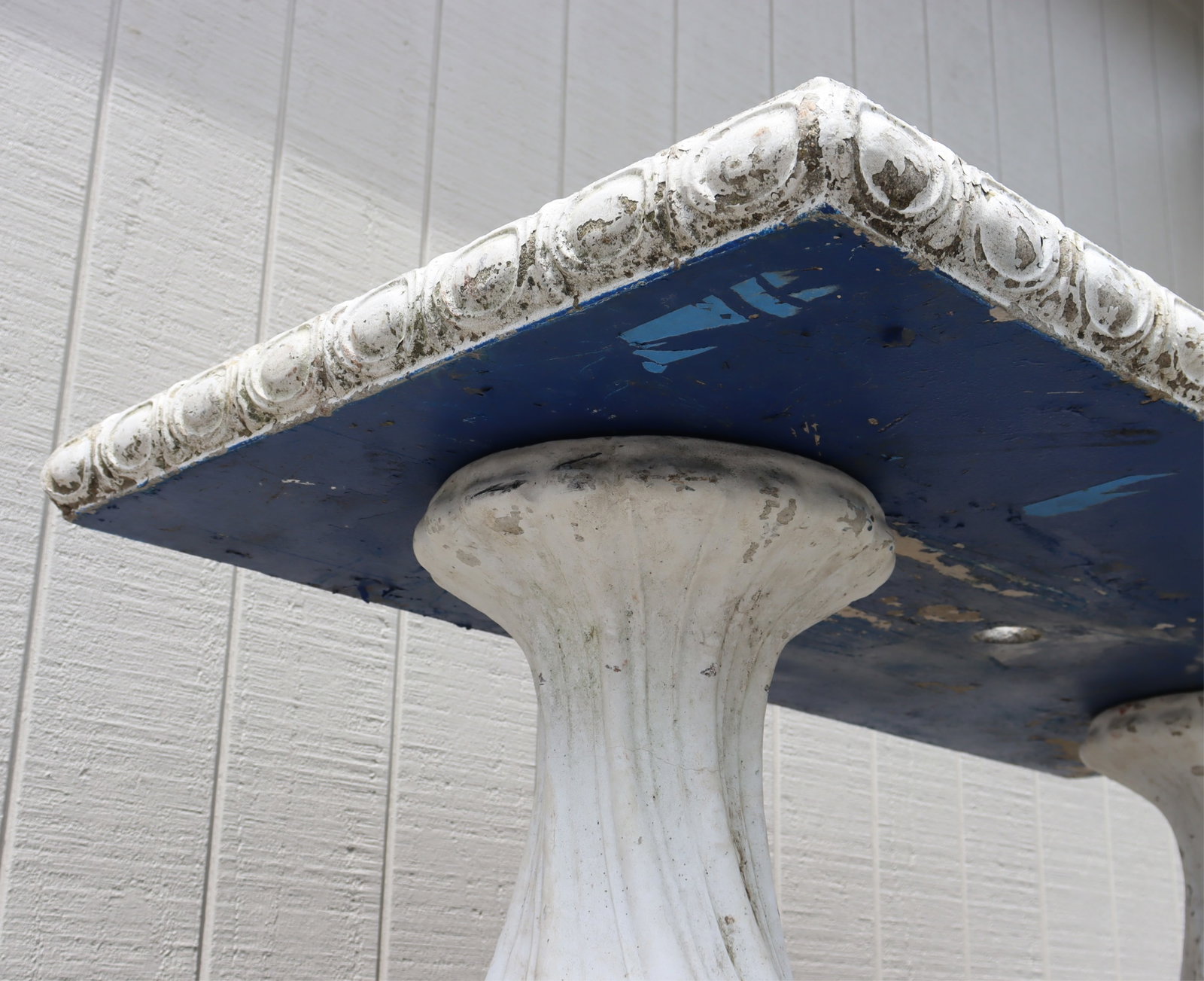 Classical Style White Painted Cast Cement Table - 6