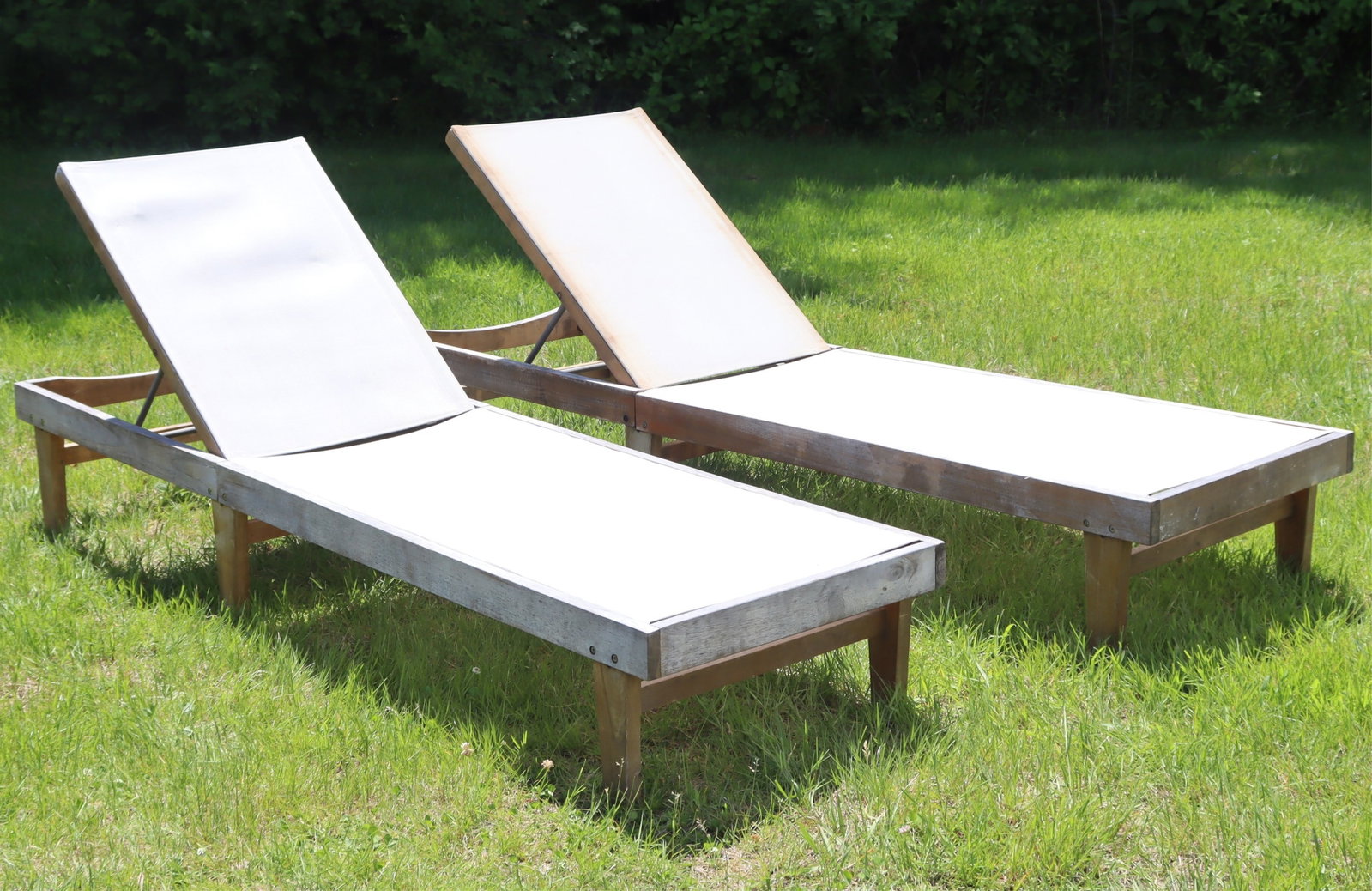 Pair Gloster Style Teak Chaise Lounge (1 of 4)