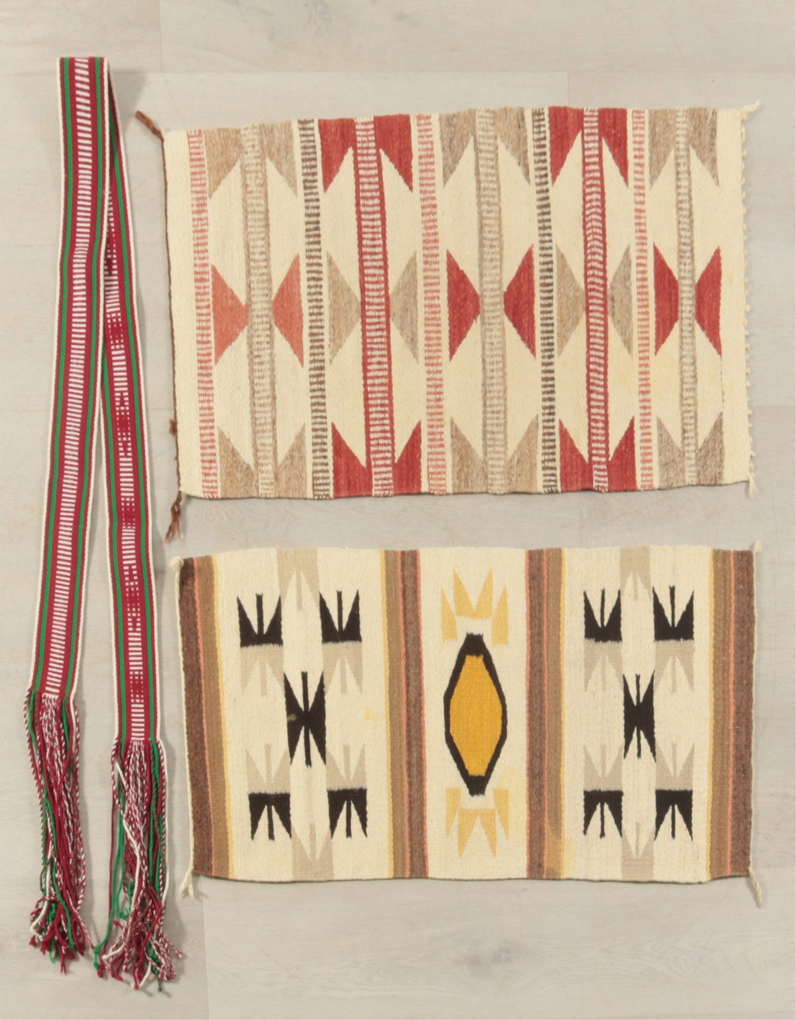 Two Midcentury Navajo Gallup Mats & Sash Belt (1 of 11)