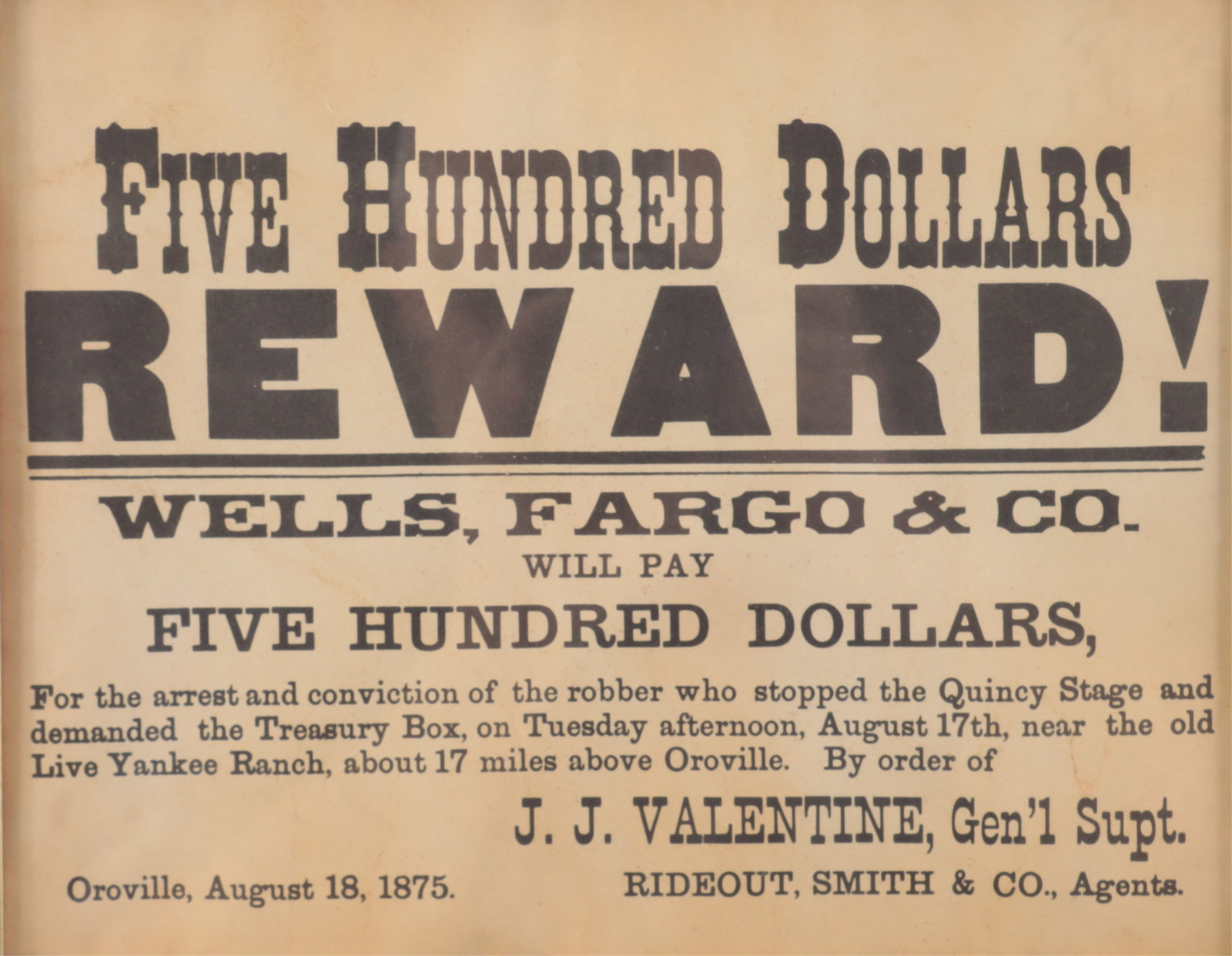 Wells, Fargo & Co - Five Hundred Dollar Reward (1 of 6)