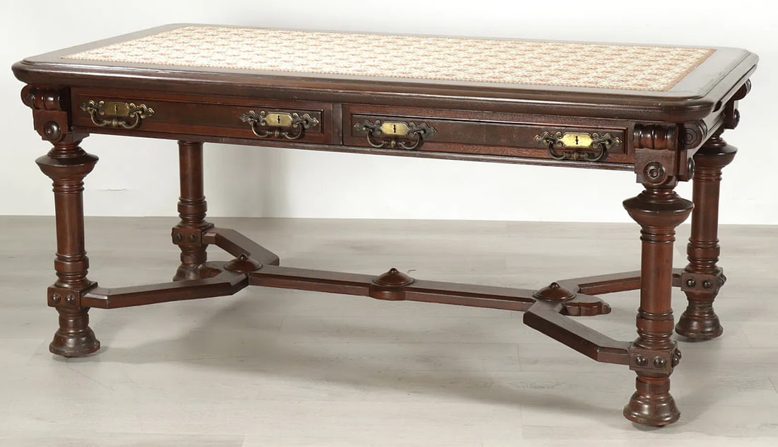 American Baroque Revival Walnut Desk, 19th C. (1 of 11)