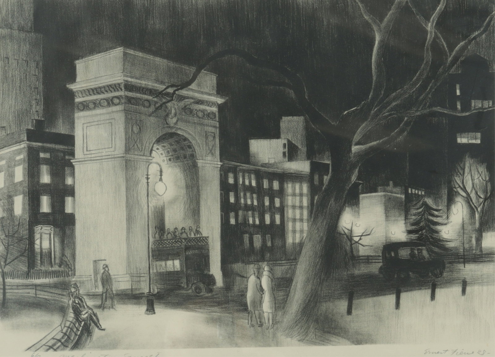 Ernest Fiene - Washington Square I, Lithograph (1 of 9)