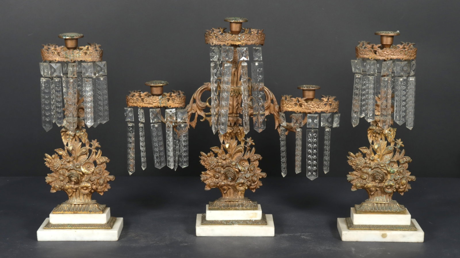 Antique Gilt Brass Girandole Suite19th c (1 of 13)