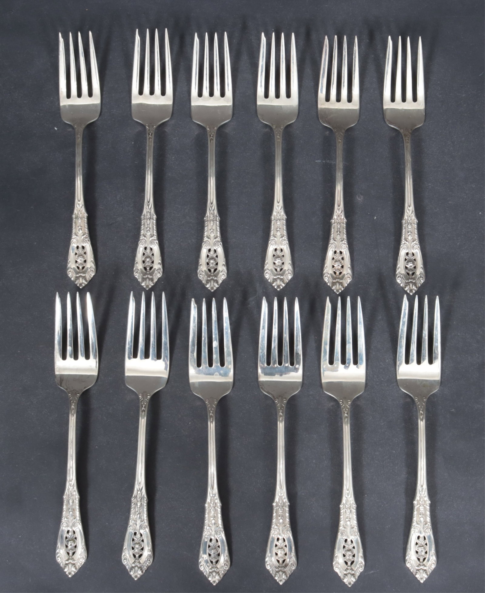 Wallace Sterling Silver Rose Point Flatware Set - 5