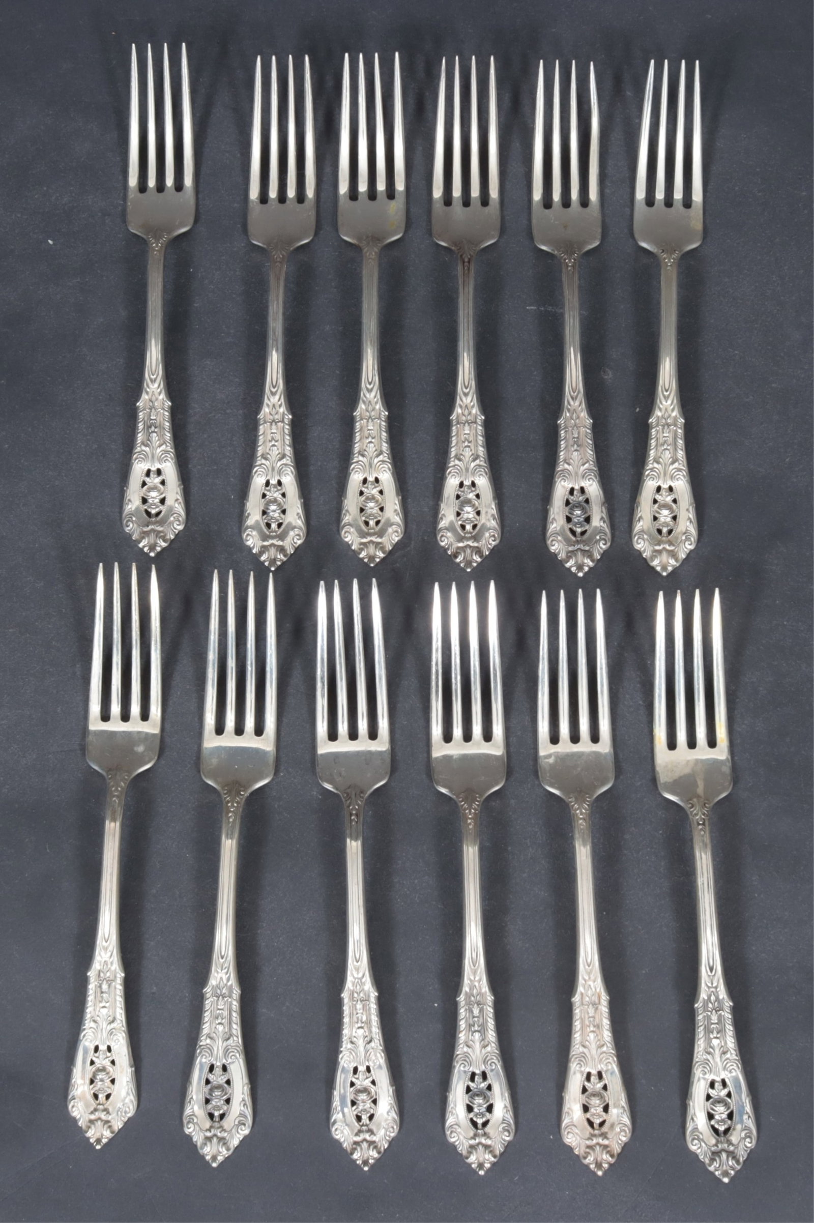 Wallace Sterling Silver Rose Point Flatware Set - 7