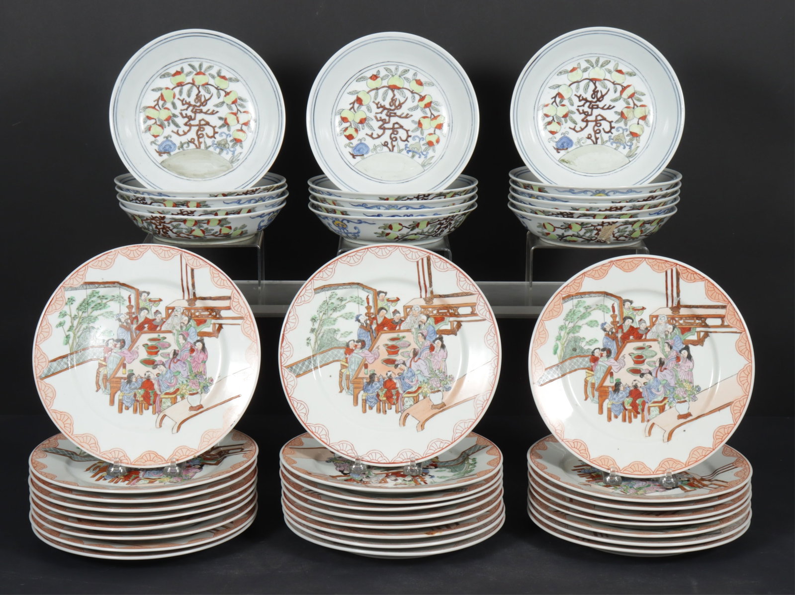 Chinese Export Famille Rose Plates & Peach Bowls (1 of 7)