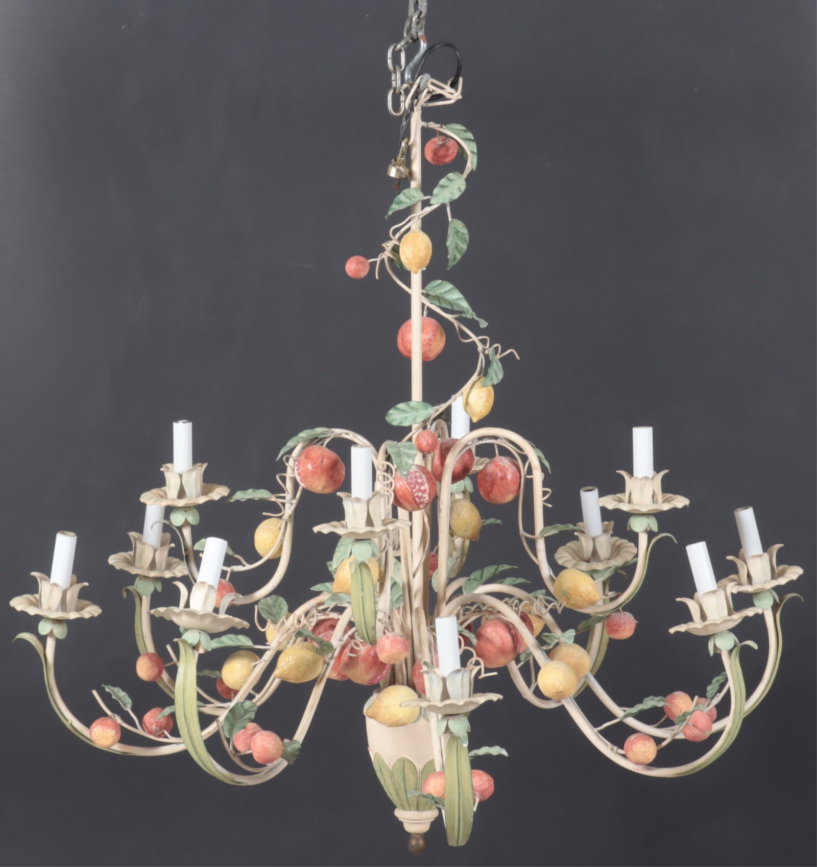 Rococo Style Polychrome Painted Tole Chandelier (1 of 6)