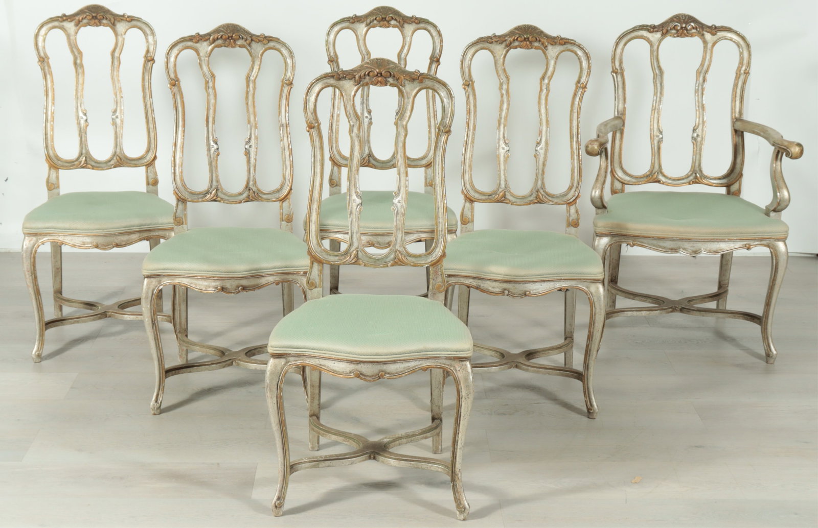 6 Italian Rococo Style Silvered Dining Chairs (1 of 11)