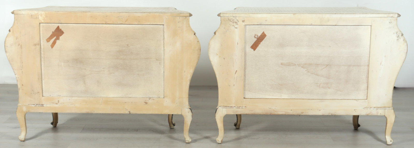 Pair Rococo Style White Painted Commodes - 4