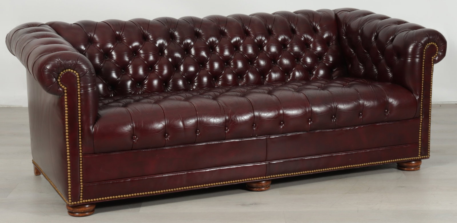 Chesterfield Burgundy Leather Tufted Sofa (1 of 9)