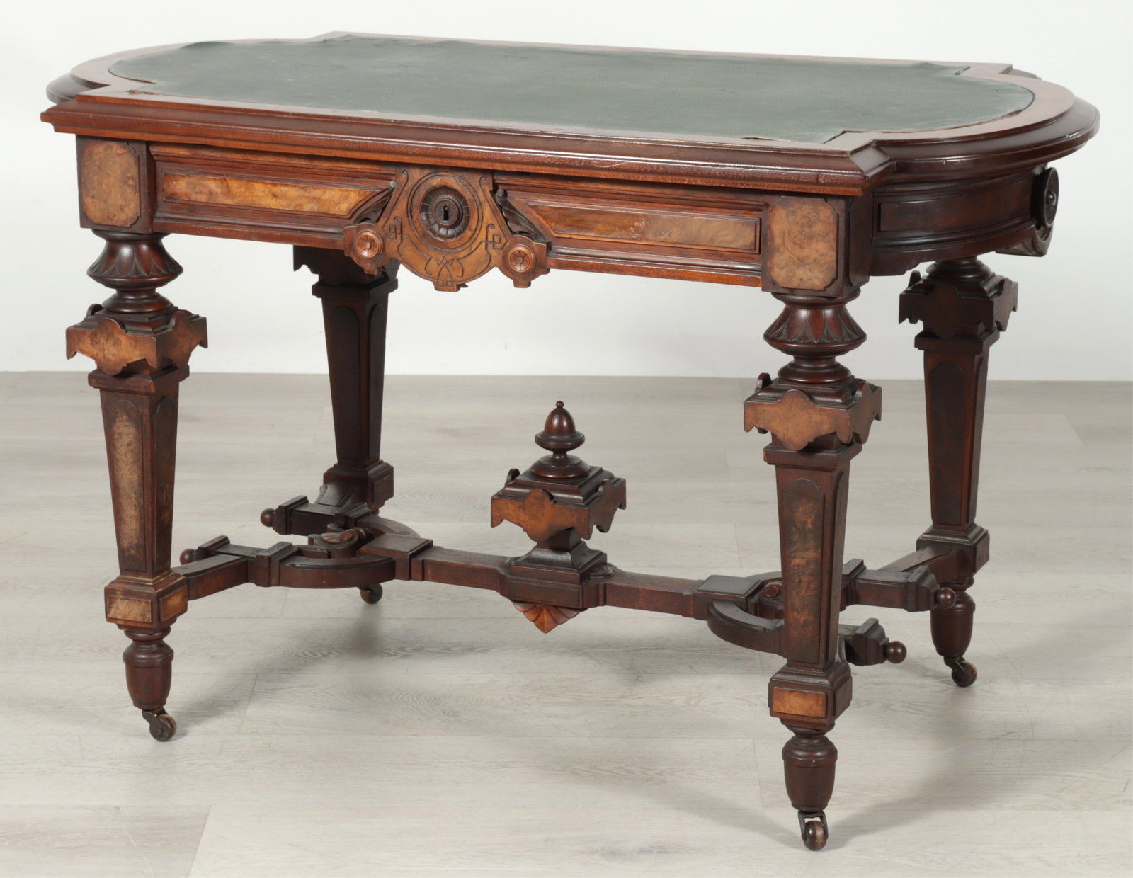 Late 19th C. Victorian Burlwood Library Table (1 of 14)