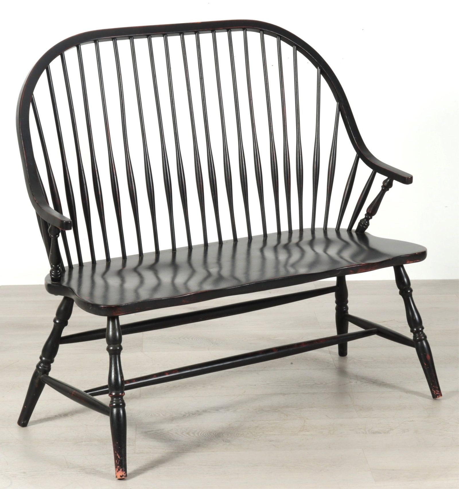 Windsor Style Black Painted Settee (1 of 7)