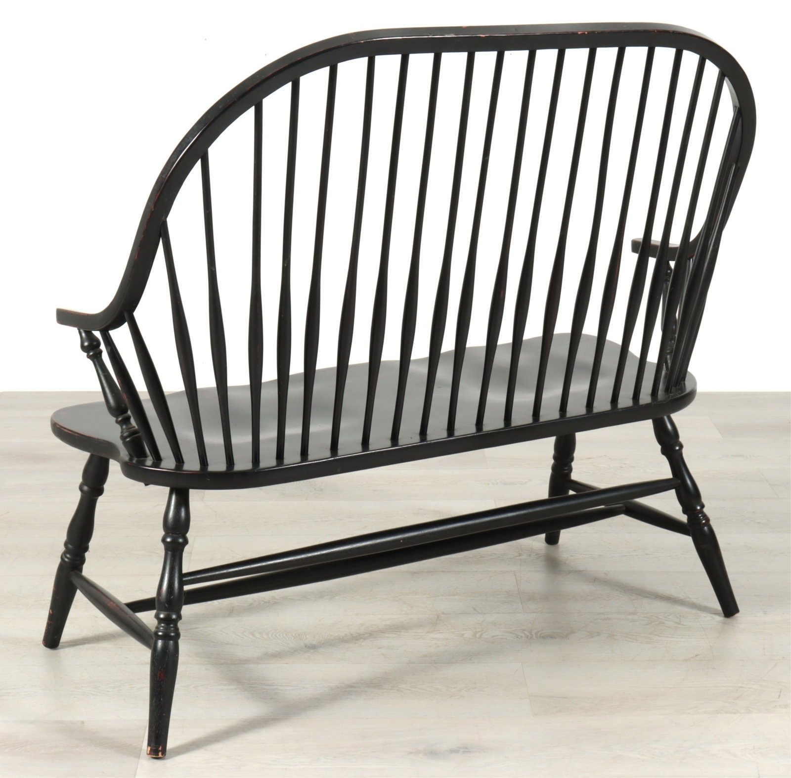 Windsor Style Black Painted Settee - 4