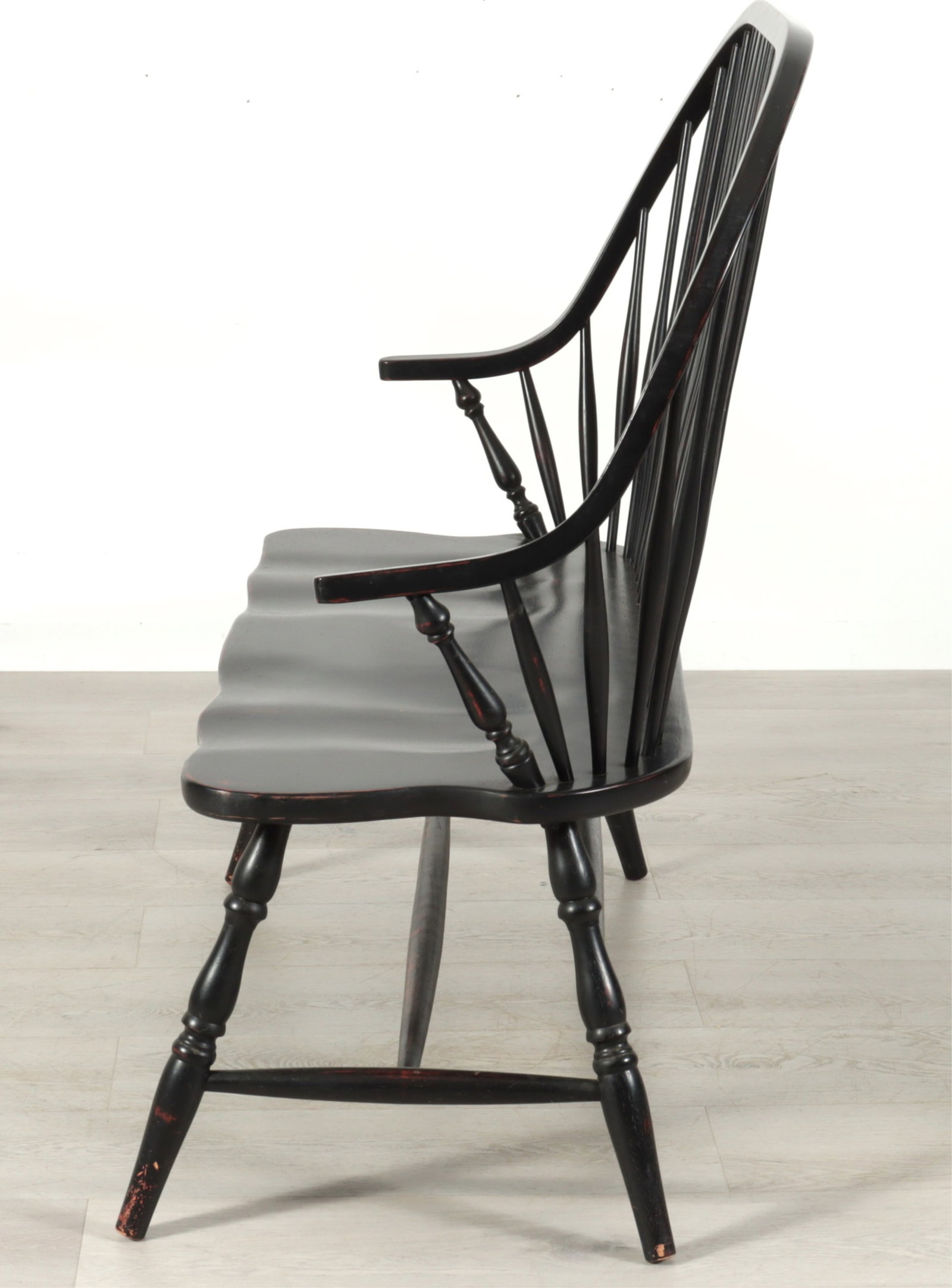 Windsor Style Black Painted Settee - 5