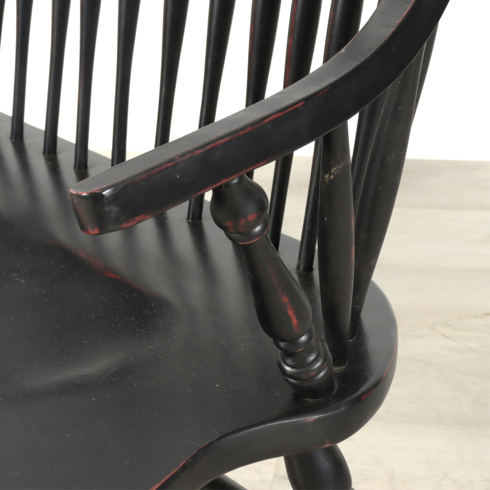 Windsor Style Black Painted Settee - 6