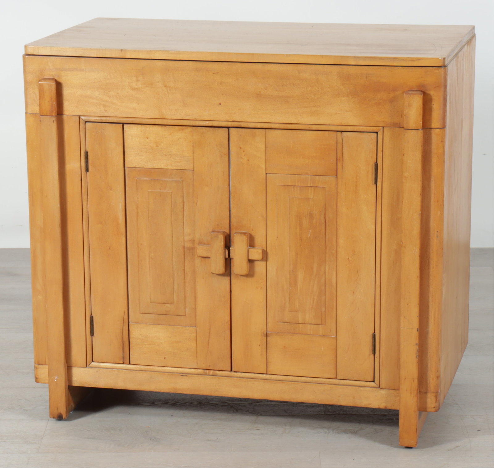 MCM Rock Maple Single Drawer Cabinet: Single drawer cabinet. Rock Maple or Northern Yellow Birch. Possibly Heywood Wakefield.