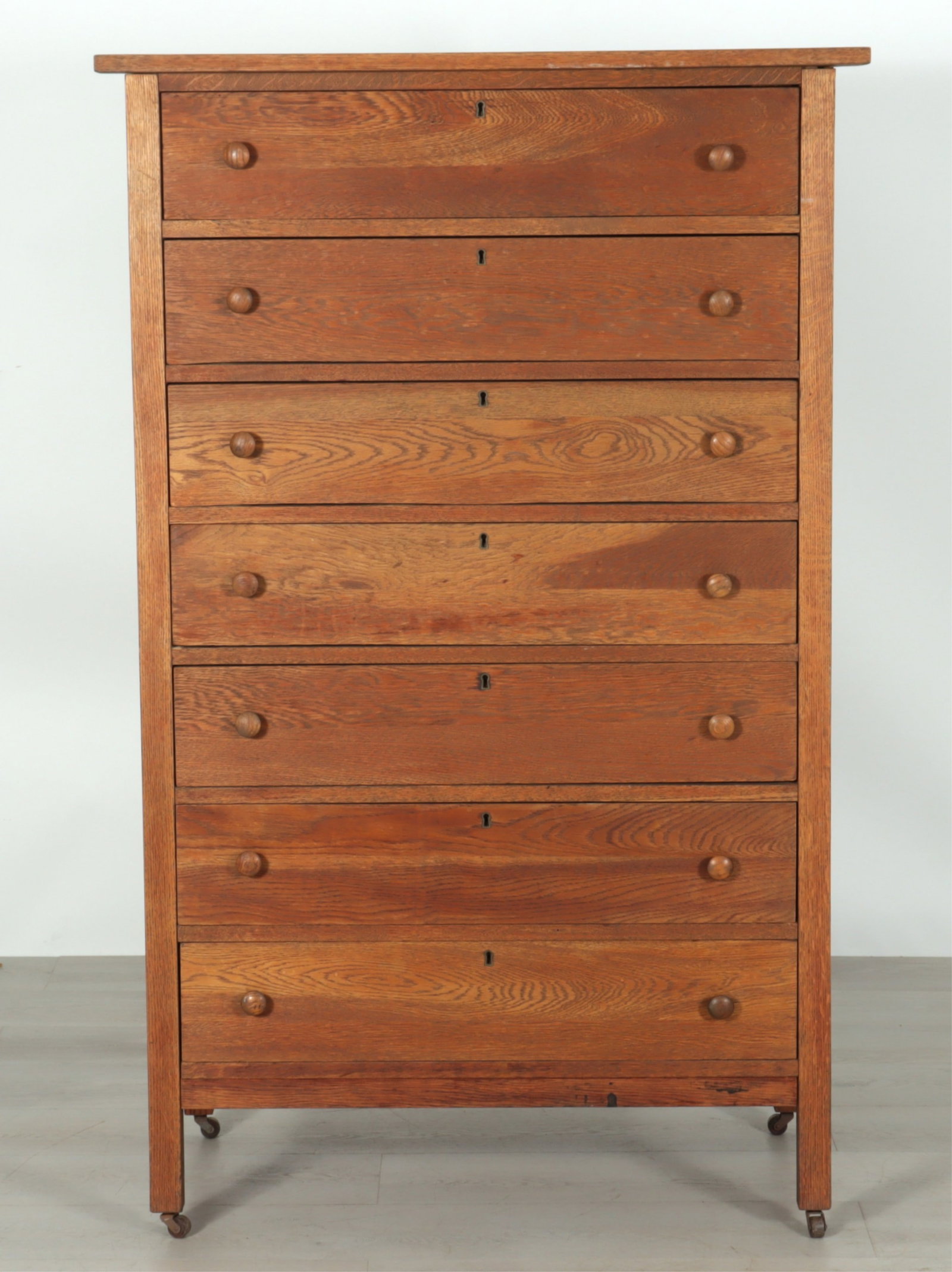 Leavens Mission Oak Tall Chest of Drawers, Boston (1 of 13)