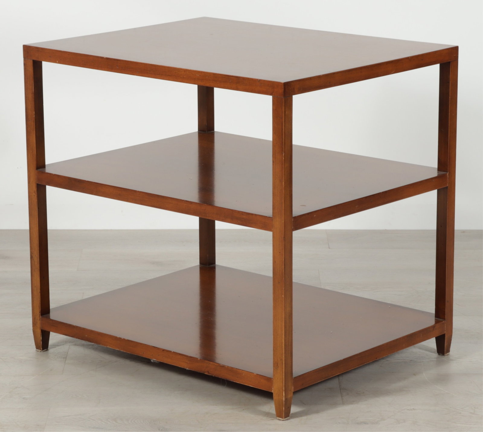 Contemporary Italian 3-Tier Table: Contemporary 3-Tier Table. Labeled made in Italy. Intentional distressing.