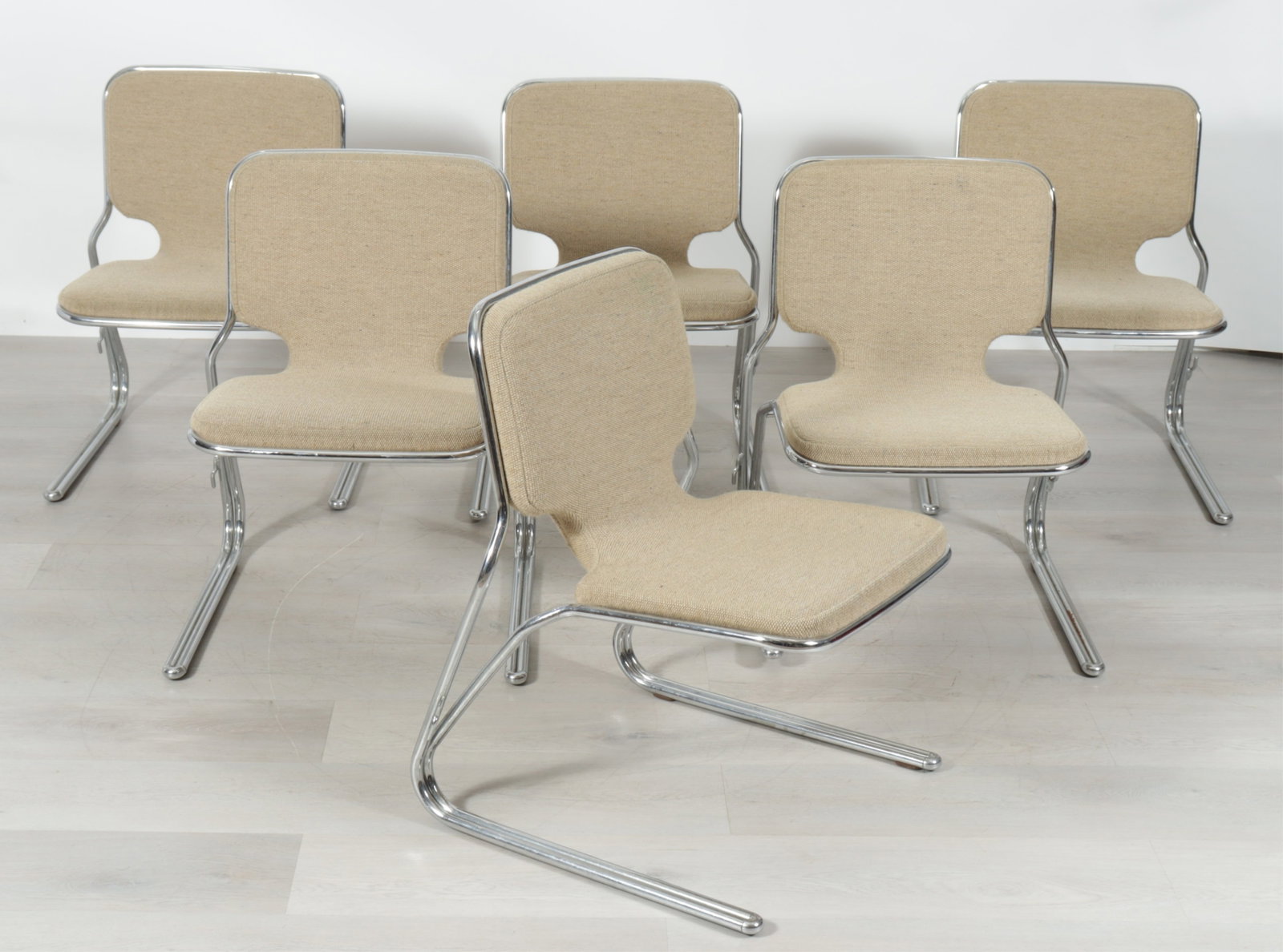 Six Contemporary Chrome Stacking Dining Chairs (1 of 10)