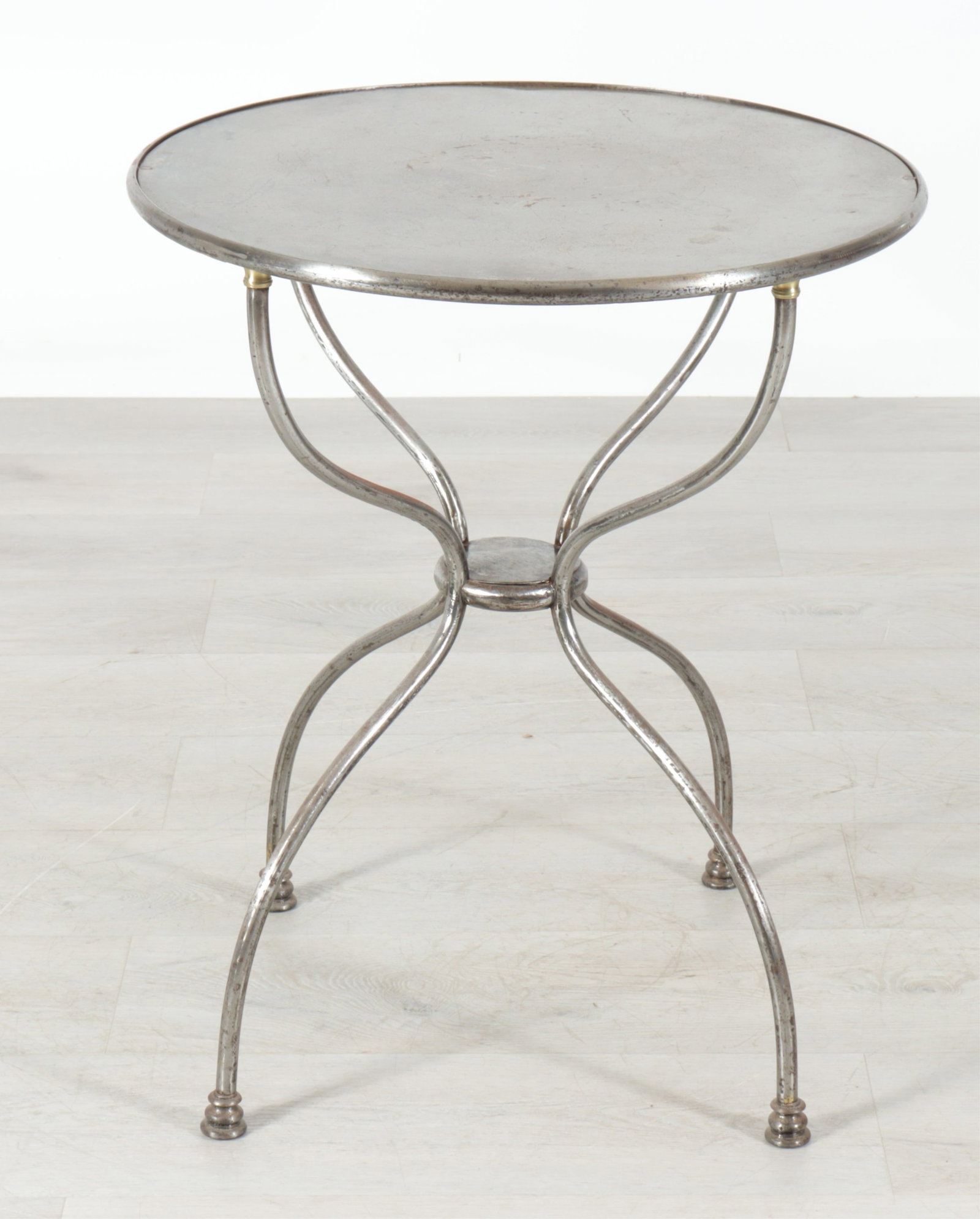 Industrial Steel Bistro Table: A contemporary industrial style steel bistro table.