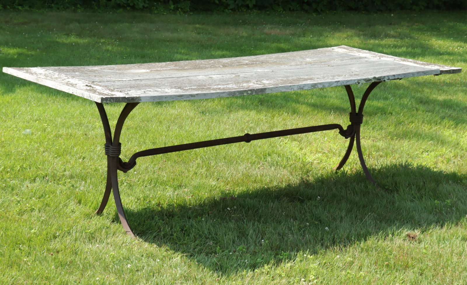 Outdoor Dining Table Wood & Iron Scrolled Base (1 of 10)