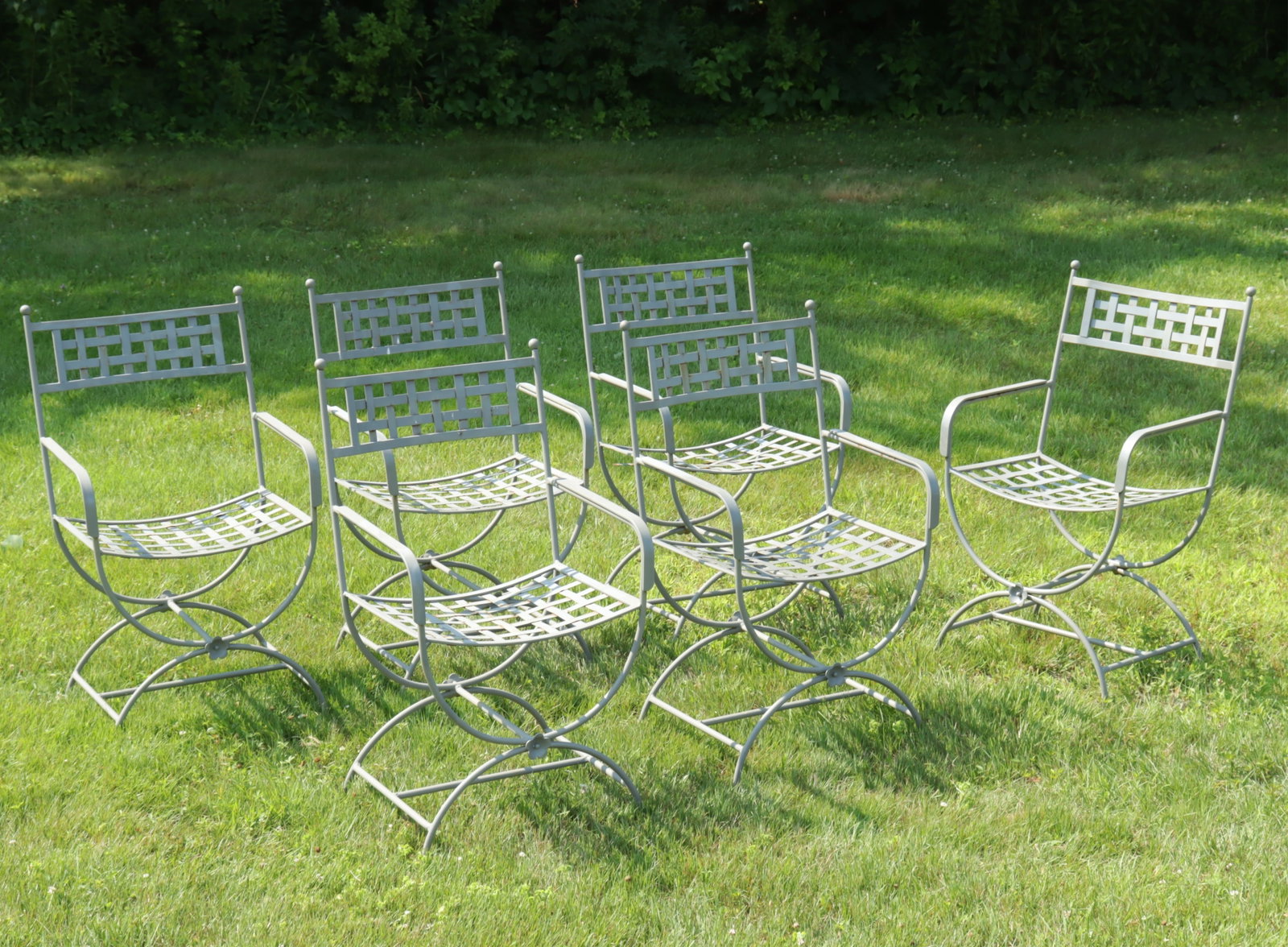 Six Painted Wrought Iron Dining Armchairs (1 of 10)