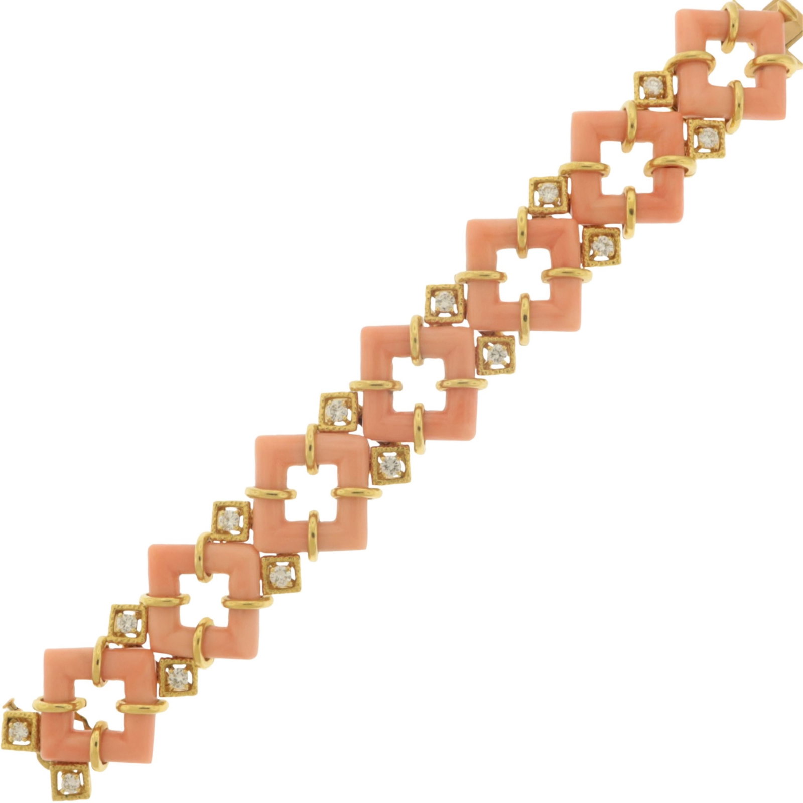 Cartier Angel Skin Coral and Diamond Link Bracelet (1 of 8)