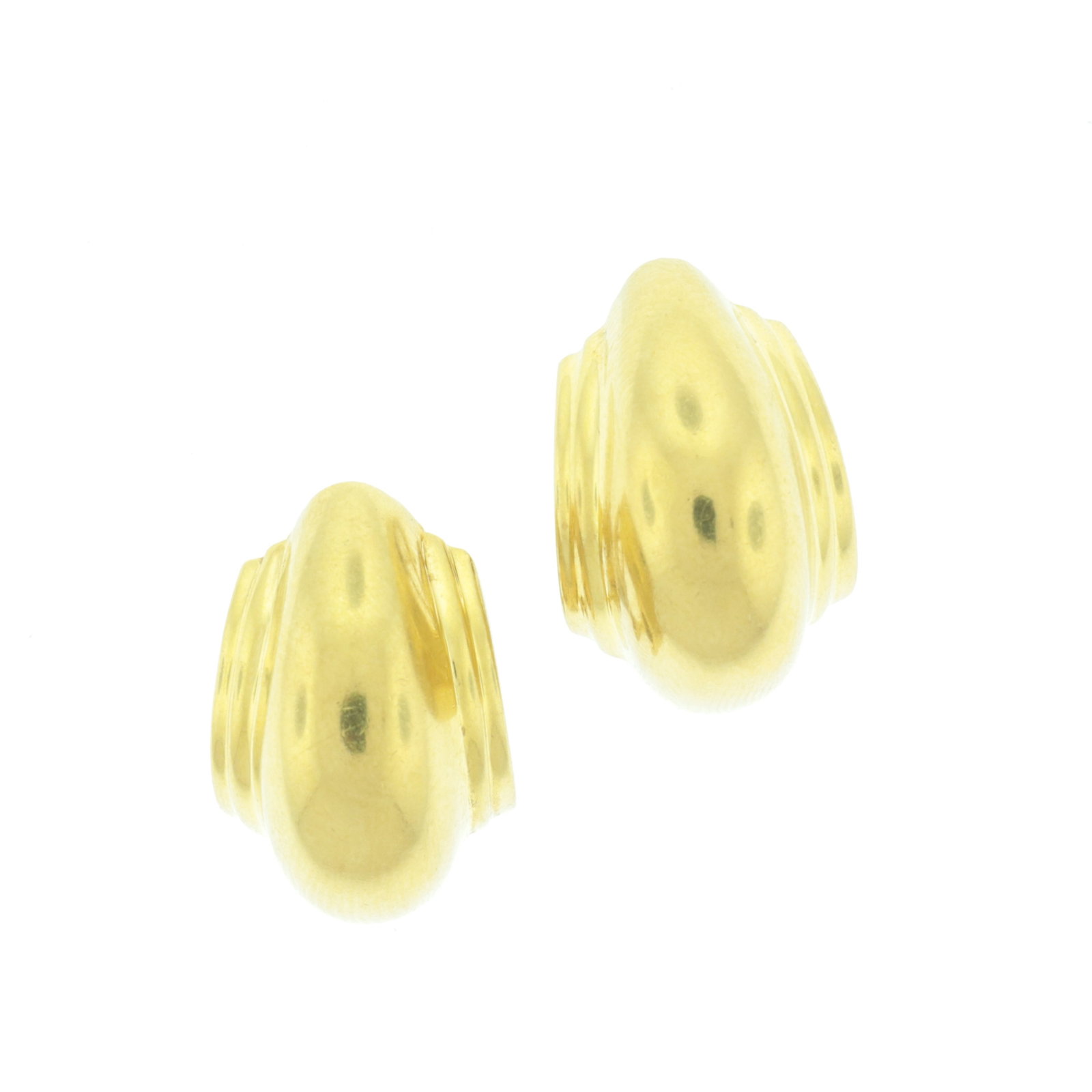 Tiffany & Co Paloma Picasso 18K Vendome Earrings: Pair of vintage Paloma Picasso for Tiffany & Co 18 karat yellow gold Vendome half hoop earrings. Signed to interior. Weighing 15.5 grams. About 3/4" long x 1/2" wide Property from an Alpine, New Jerse