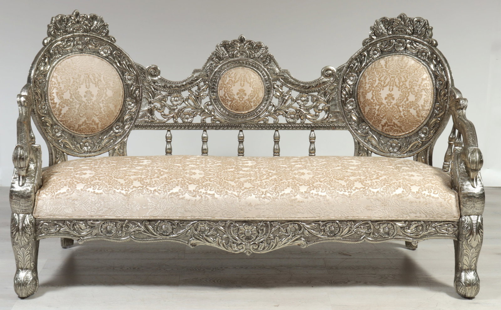 Indian Repousse Brass Veneered Settee - 2